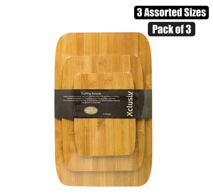 Wooden Cutting Board 3pc Bamboo