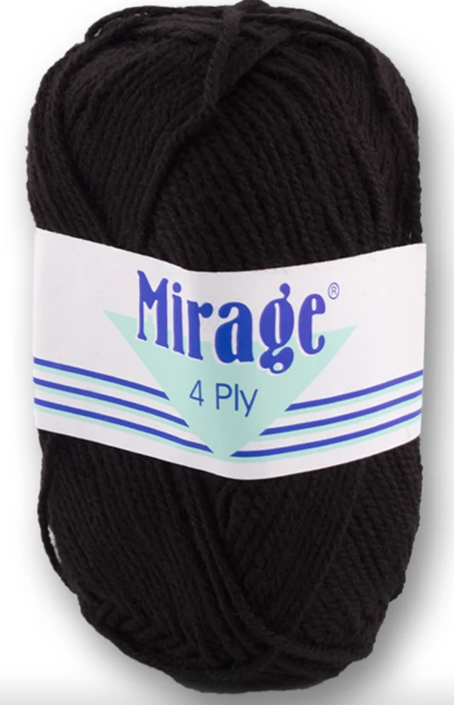 Mirage Wool - 4 Ply 25g (Black)